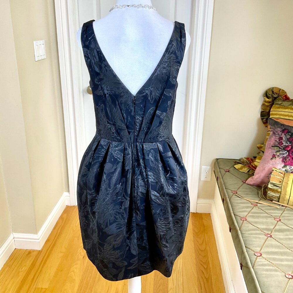 Vera Wang Dress Black Cocktail Satin Damask (6) - Picture 5 of 9